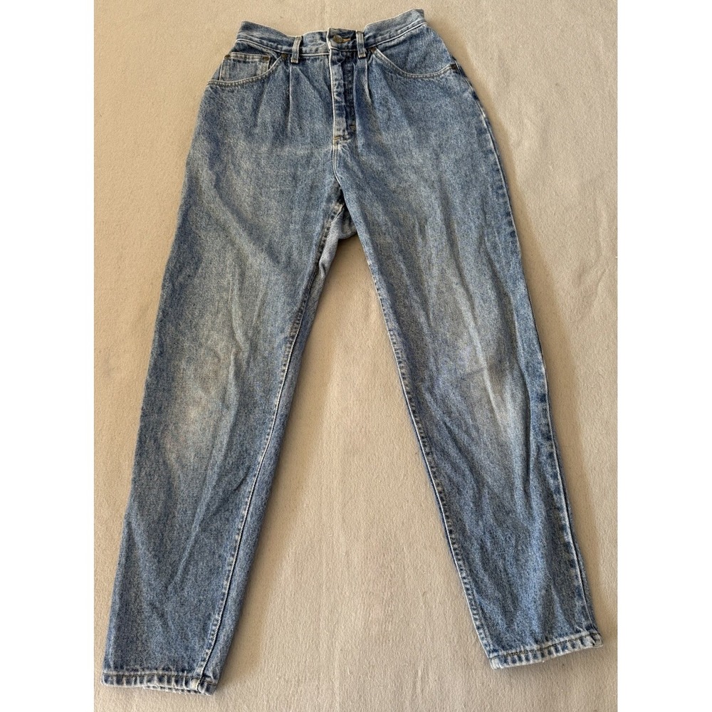 VTG Lee Jeans Women's L80's 90's Blue High Waisted Mom Pleated Made In USA Sz 7